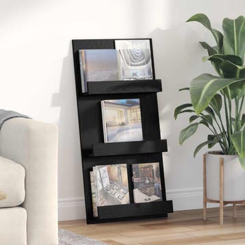 vidaXL Tijdschrift Rek Zwart Eiken 51 x 11 x 102 cm Bewerkt, Verzenden, Nieuw
