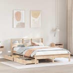 vidaXL Bed met boekenkast zonder matras massief grenenhout, Huis en Inrichting, Slaapkamer | Bedden, Bruin, Verzenden, Nieuw, 190 cm of minder