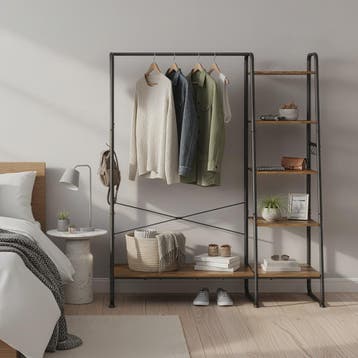 Stijlvolle Kledingrek met 6 Haken en Opbergplanken - 120x45x, Verzenden, Nieuw