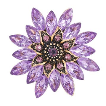 Fako Bijoux - Broche - Ster Bloem Glas - 55x55mm - Paars, Verzenden, Nieuw