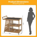 LIVSK 3-laags Serveertrolley - Weerbestendig PE-rotan - 30 k, Verzenden, Nieuw