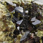ALPINO, EPIDOTE INTENS GROEN Kristallen op matrix - Hoogte: