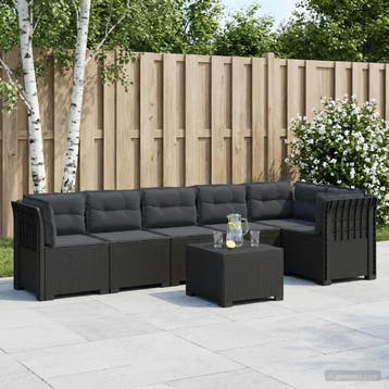 vidaXL 6-Zits Tuin Sofa met Kussens Rattan Look PP Antraciet, Verzenden, Nieuw