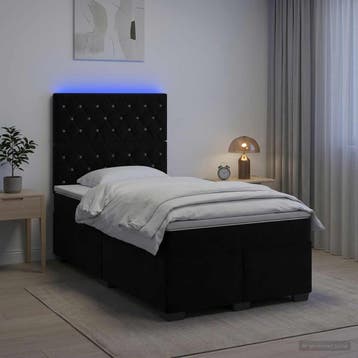 vidaXL Boxspringbed met matras Zwart 120 x 200 cm Fluweel, Verzenden, Zwart, Nieuw, Twijfelaar