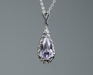 - min. 800 zilver - natuurlijke amethist - Ketting met