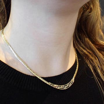 Gouden meander collier (Ketting), Ophalen of Verzenden, Gebruikt, Overige kleuren, Goud