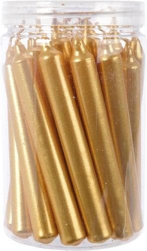 Kaarsen dinner wax kort dun metallic goud 10,5 cm ø1,3 koker, Ophalen of Verzenden, Nieuw