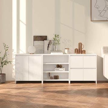 vidaXL 3098073  3 st. Dressoirs bewerkt hout wit, Verzenden, Nieuw, Overige houtsoorten