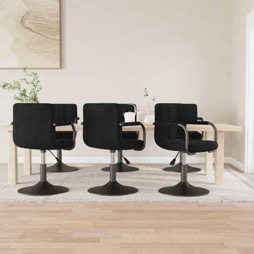 vidaXL Eetkamerstoelen 6 st draaibaar fluweel zwart, Verzenden, Nieuw, Zwart