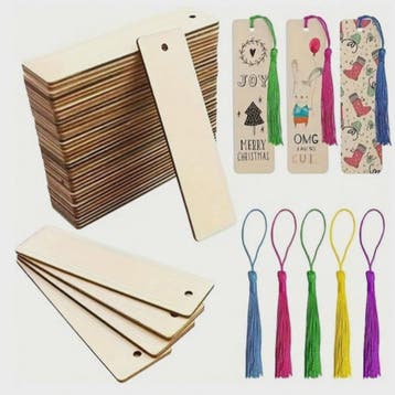 Houten Boekenleggers met Kwastjes Set - Blank & Personalisee, Hobby en Vrije tijd, Verzenden, Nieuw