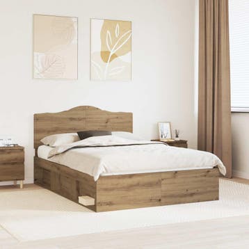 vidaXL Bedframe Artisanaal eiken 150 x 200 cm Massief, Verzenden, Nieuw, Tweepersoons, Hout