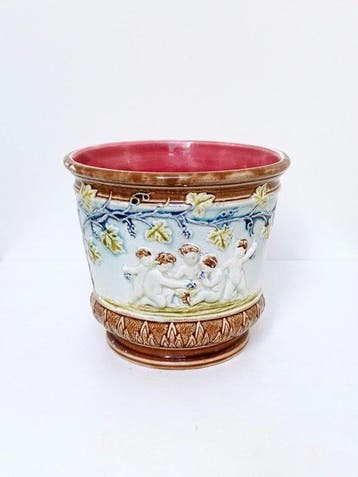 Onnaing - Jardinière - Majolica - Antieke plantenpot, Antiek en Kunst