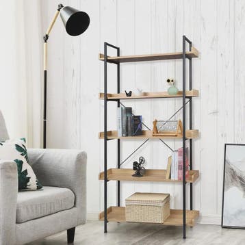 Stijlvolle 5-Laags Boekenkast met Metalen Frame - Open Opber, Verzenden, Nieuw