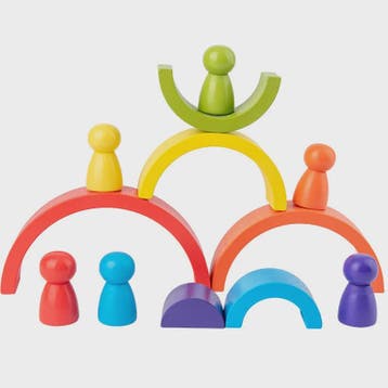 Houten Regenboog Stapel- en Balansspeelgoed - Montessori Edu, Verzenden, Nieuw
