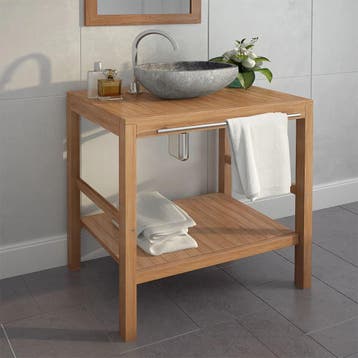 vidaXL Badkamer wastafelkast 74x45x75 cm massief teakhout, Verzenden, Nieuw