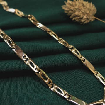 Bicolor gouden Figaro schakelketting, Ophalen of Verzenden, Gebruikt, Overige kleuren, Goud