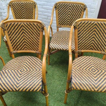 Fauteuil - Rattan - Set van vier Franse bistro-stijl