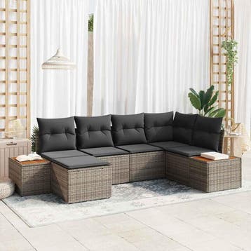 vidaXL Tuinbankenset 7 st 6-Aantal zitplaatsen Grijs, Verzenden, Nieuw, 7 zitplaatsen