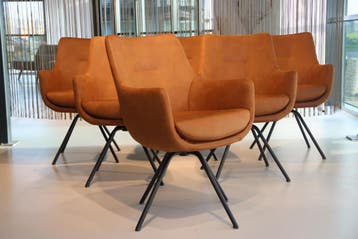 6xGealux Miami/Seatle/Gareth eetkamerstoel draai Stof Cognac, Overige kleuren, Nieuw, Ophalen of Verzenden, Vijf, Zes of meer stoelen