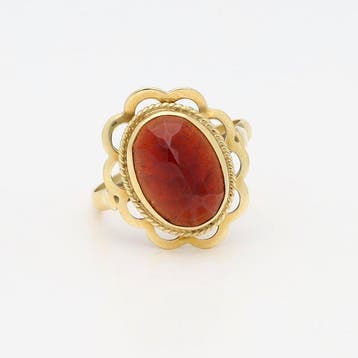 Ring - 14 karaat Geel goud Granaat, Nieuw
