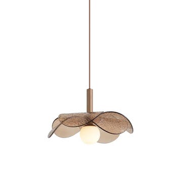 Design hanglamp donker brons met ribbel glas - Kemner, Verzenden, Nieuw, Design