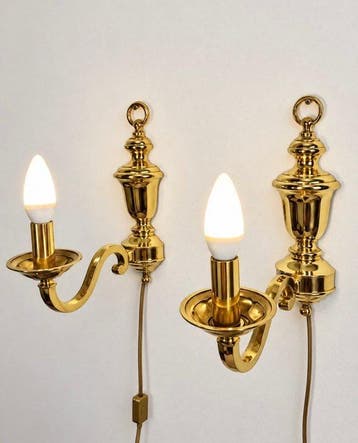 Wandlamp (2) - Italian Design - Messing, Staal - Set