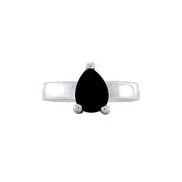 Witgouden ring met blauwe saffier 18 karaat, Verzenden, Zo goed als nieuw, Goud
