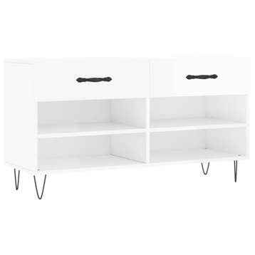 vidaXL Schoenenbank 102x35x55 cm bewerkt hout hoogglans wit, Verzenden, Nieuw