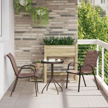 vidaXL Tuin Bistro Set 3 pcs Bruin Staal, Tuin en Terras, Tuinsets en Loungesets, Verzenden, Nieuw, Rvs, 3 zitplaatsen
