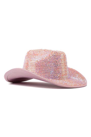 KIMU® Cowboyhoed Lichtroze Strass Steentjes Roze Cowgirl Wes, Ophalen of Verzenden, Nieuw, Carnaval