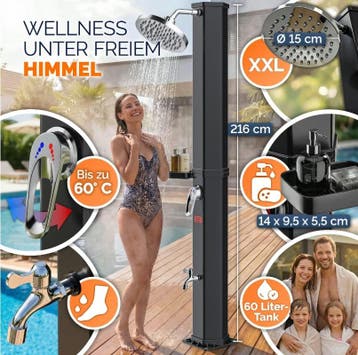 Solar douche zwart 60L (Zwembad Accessoires, Sportartikelen), Verzenden, Nieuw