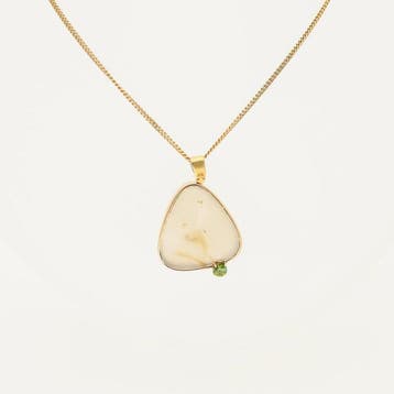 Ketting met hanger - 14 karaat Geel goud - Agaat/Peridoot