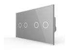 Livolo Touch Schakelaar 2+2 | Grijs | Puls | Modern |, Doe-het-zelf en Verbouw, Elektra en Kabels, Ophalen of Verzenden, Nieuw