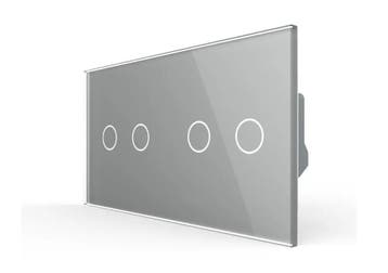 Livolo Touch Schakelaar 2+2 | Grijs | Puls | Modern |, Ophalen of Verzenden, Nieuw, Schakelaar