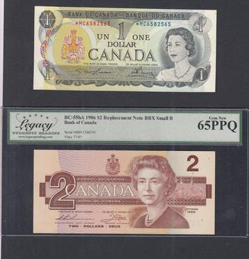 Canada. - 1, 2 Dollars - 1973/1986 - Both Replacement, Postzegels en Munten