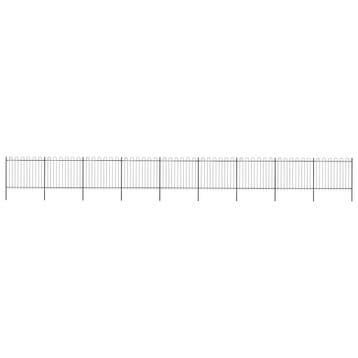 vidaXL Tuinhek met ringtop staal 1506x150 cm zwart, Verzenden, Nieuw, IJzer