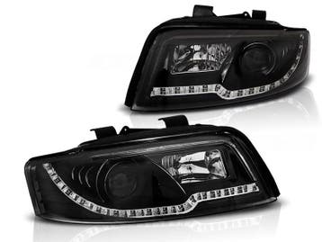 Koplampen Audi A4 8E 01-04 Tube Light LED Zwart, Ophalen of Verzenden, Nieuw