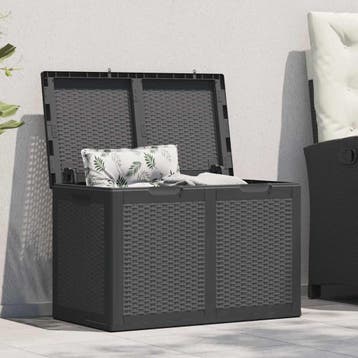 vidaXL Tuinbox 180 L PP rattan zwart, Verzenden, Nieuw