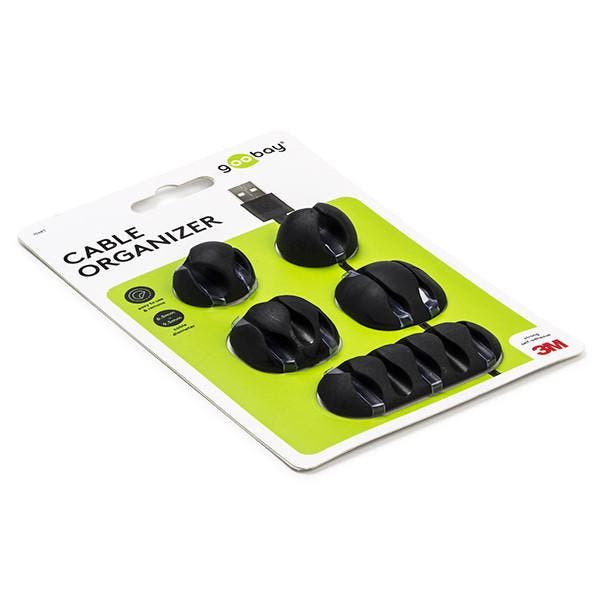 Kabelhouder | Goobay | 5 designs (5 stuks, Zwart), Doe-het-zelf en Verbouw, Elektra en Kabels, Nieuw, Verzenden