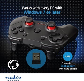 NEDIS Gamepad | Draadloos | Werkt op batterijen | PC | Aanta, Verzenden, Zo goed als nieuw