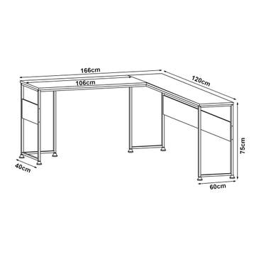 Hoekbureau Karlstang L-vormig lichtgrijs met houtnerf 166x12, Verzenden, Nieuw