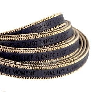 20 cm Quote imi leer 10mm met schakelketting goud - Love..., Ophalen of Verzenden, Nieuw, Draad