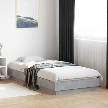 vidaXL Bed Frame met LED Betongrijs 80 x 200 cm Bewerkt hout, Eenpersoons, Verzenden, Nieuw, Grijs
