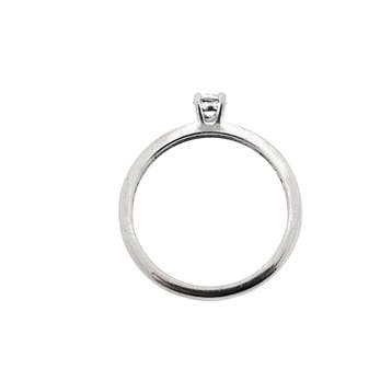 Witgouden solitair ring met zirconia; Blush, Gebruikt, Overige kleuren, Ophalen of Verzenden, 17 tot 18
