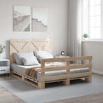 vidaXL Bedframe met hoofdbord massief grenenhout 160x200 cm, Bruin, Verzenden, 200 cm, 160 cm