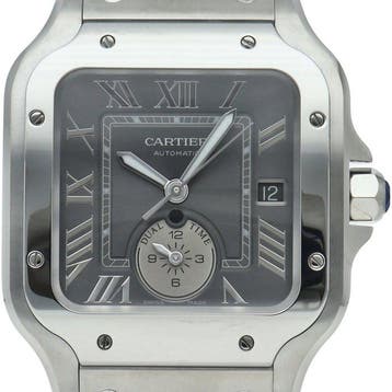 Cartier - Santos de Cartier Dual Time Watch LM - WSSA0076 -, Sieraden, Tassen en Uiterlijk, Horloges | Heren, Nieuw