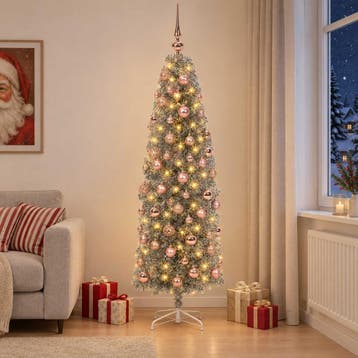 vidaXL Smalle kunstkerstboom met kerstballen 180 cm 300, Verzenden, Nieuw