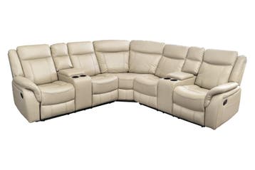 Cinema fauteuil HOLLYWOOD 5-zits kunstleer beige - 47589, Ophalen of Verzenden, Nieuw