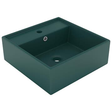 vidaXL Wastafel met overloop vierkant 41x41cm keramiek mat, Verzenden, Nieuw