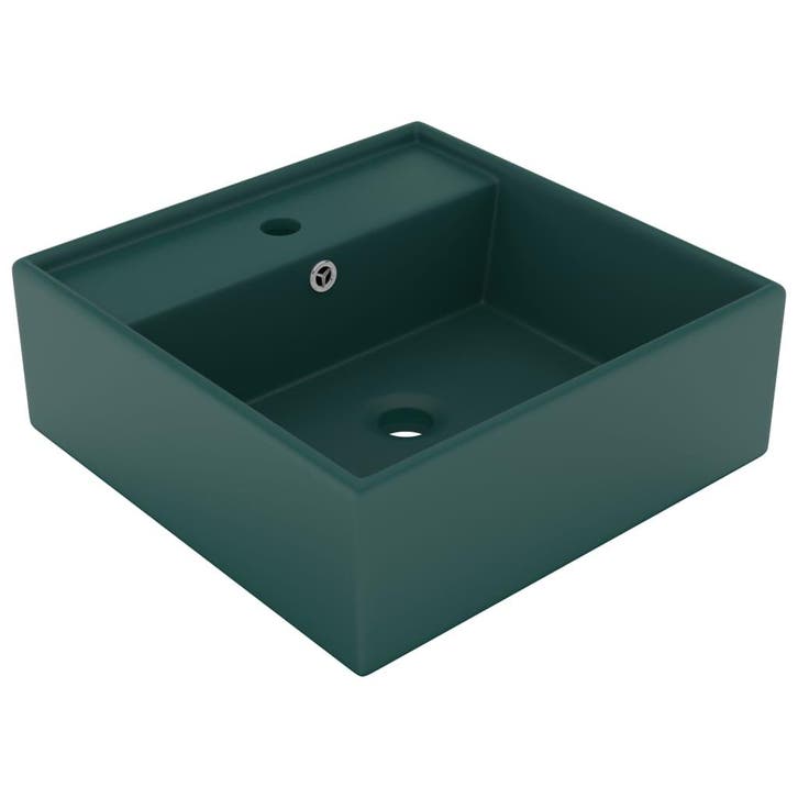 vidaXL Wastafel met overloop vierkant 41x41cm keramiek mat, Doe-het-zelf en Verbouw, Sanitair, Nieuw, Verzenden